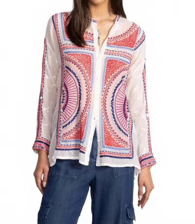 Johnny Was The Audrey Mandarin Collar Shirt In White In White