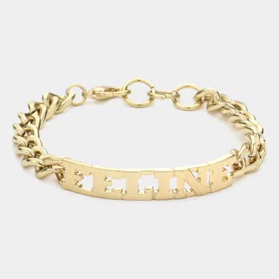Fashnzfab Feline Nameplate Link Bracelet Gold In Gold