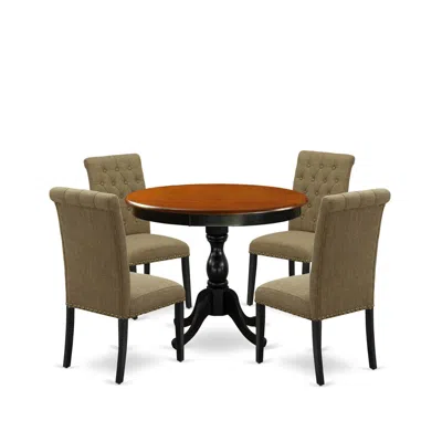 East West Furniture 5-piece Dinning Table Set In Green