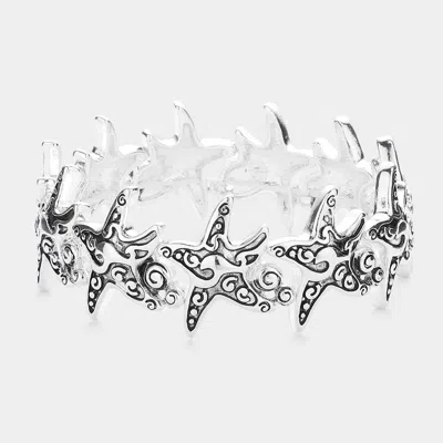 Fashnzfab Metal Starfish Stretch Bracelet Antique Silver In Metallic