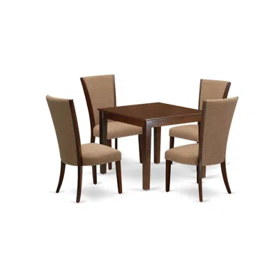 East West Furniture A Modern Dining Table Set Of 4 Wonderful Kitchen Dining Chairs With Linen Fabric Light Sable Color A In Brown
