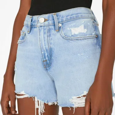 Frame Le Brigette Short Raw Edge In Legacy Baines In Blue