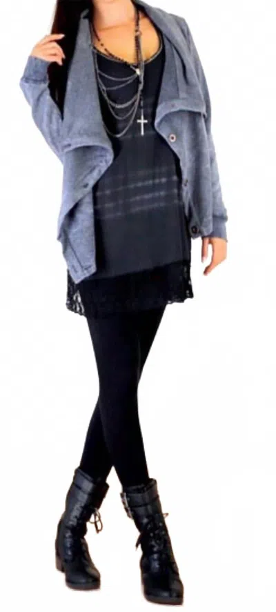 Tough Luv Cascade Button Up Cardigan In Vintage Blue In Blue