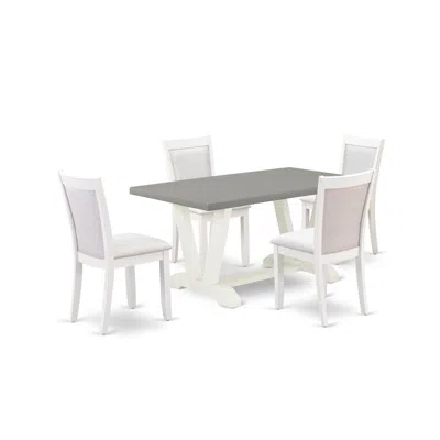 East West Furniture 5-piece Dining Room Table Set In White