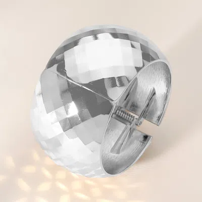 Fashnzfab Textured Wide Chunky Metal Hinged Bangle Bracelet Rhodium In Multi