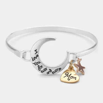 Fashnzfab I Love You Forever And Ever Crescent Moon Hook Bracelet Three Tone In Multi