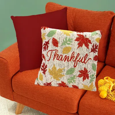 Fashnzfab Joy Message Christmas Leaved Pattern Pillow / Cushion