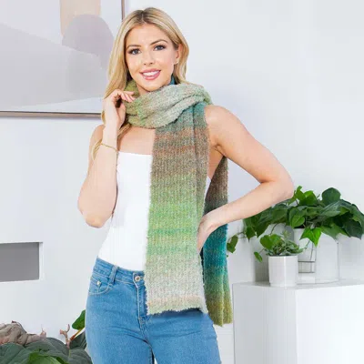 Truedames Soft Ombre Gradient Knit Scarf In Green
