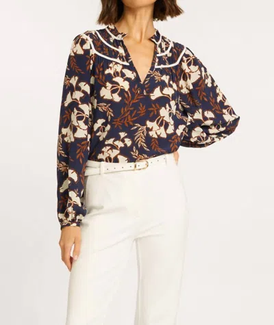 Caballero Solange Long Sleeve Top In Ginko Block Print In Multi