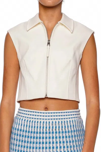 Simkhai Alix Sleeveless Zip Up Top In Ivory In White