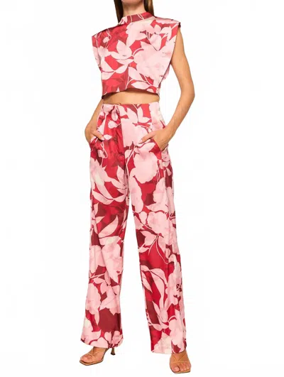 Misa Rita Pants In Flora Rosada Satin In Multi
