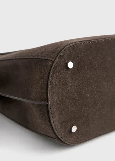 Totême Toteme Belted Suede Leather Bucket Bag In Brown