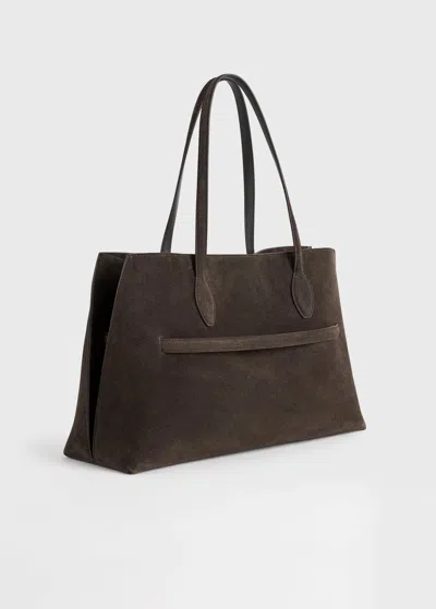 Totême Lounge Large Leather-trimmed Suede Tote In Brown