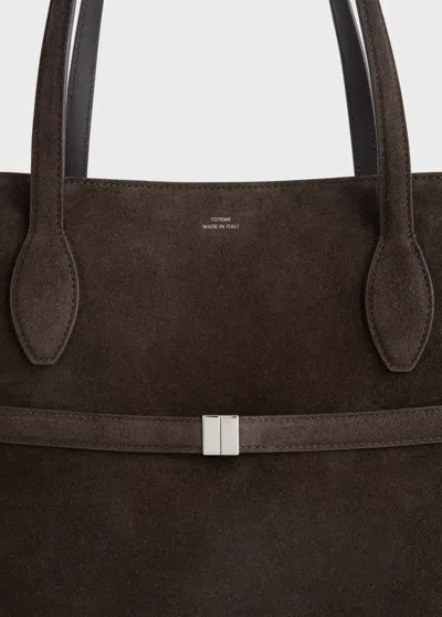 Totême Lounge Large Leather-trimmed Suede Tote In Brown