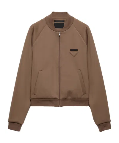 Prada Technical Fleece Blouson Jacket In Brown