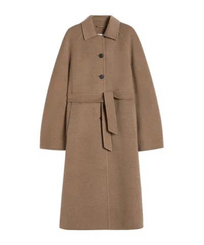 Max Mara Centro Belted Cashmere Coat In Brown