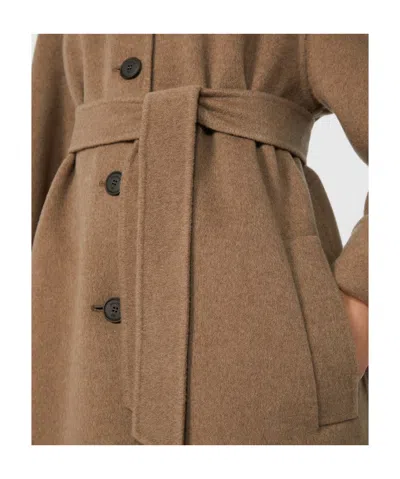 Max Mara Centro Belted Cashmere Coat In Brown