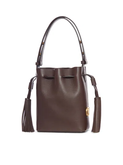 Valentino Borsa A Secchiello Vlogo Signature In Pelle Cioccolato  Donna In Brown
