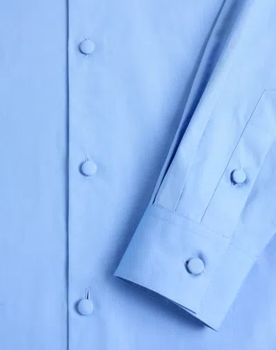 Valentino Long Sleeve Poplin Shirt Featuring Collar In Blue