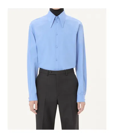 Valentino Long Sleeve Poplin Shirt Featuring Collar In Blue