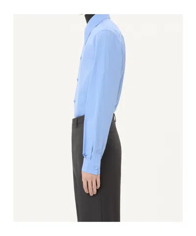 Valentino Long Sleeve Poplin Shirt Featuring Collar In Blue