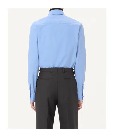 Valentino Long Sleeve Poplin Shirt Featuring Collar In Blue