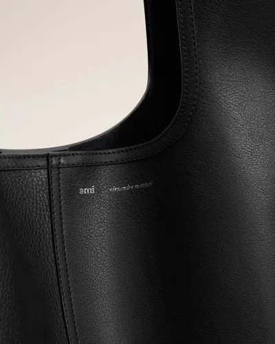 Ami Alexandre Mattiussi Etienne Black Shoulder Bag With Logo Print On The Front In Leather Woman