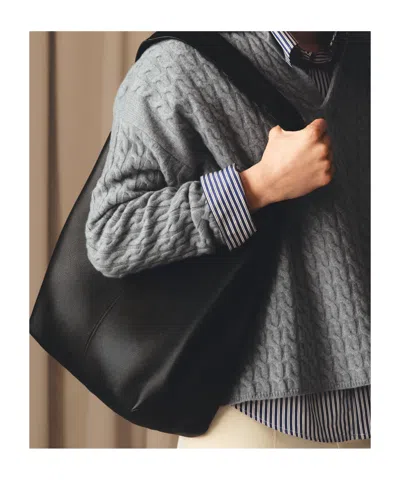 Ami Alexandre Mattiussi Etienne Black Shoulder Bag With Logo Print On The Front In Leather Woman