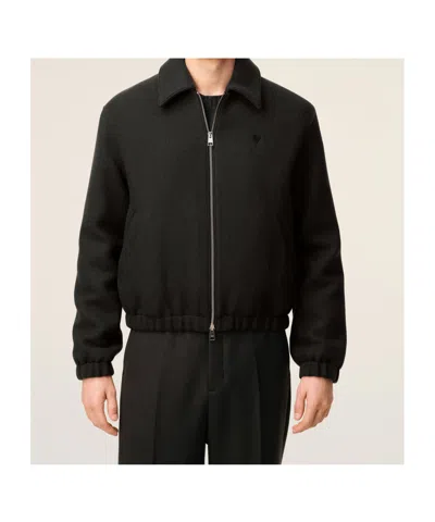 Ami Alexandre Mattiussi Quilted Padded Jacket With High Collar And Structured Silhouette In Black