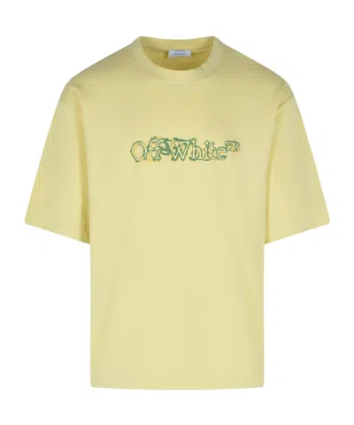 Off-white Cloudy Arrow Skate Crewneck T-shirt In Yellow