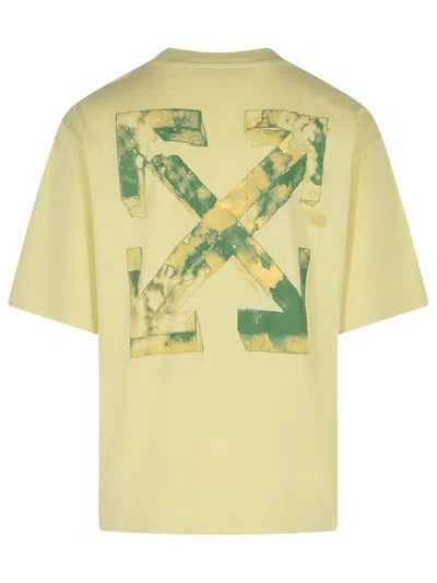 Off-white Cloudy Arrow Skate Crewneck T-shirt In Yellow