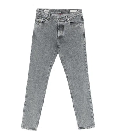 Brunello Cucinelli Straight Leg Jeans With Faded Effect And Five-pocket Design In Gray