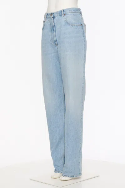 Valentino Logo Patch Straight Leg Jeans In Blue