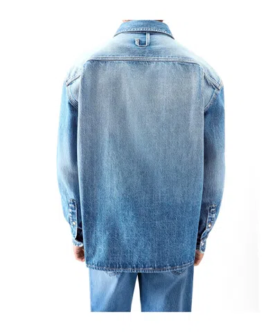 Jacquemus La Chemise De-nimes Simon With Embroidered Logo In Blue