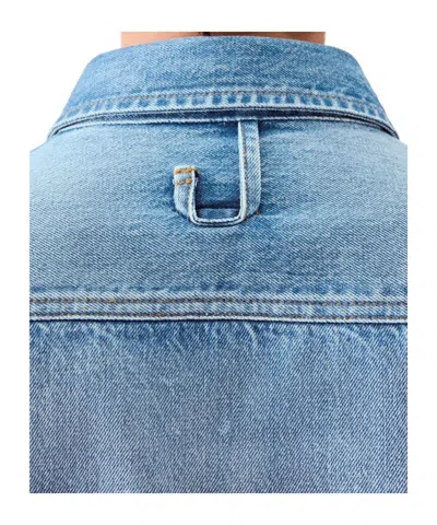 Jacquemus La Chemise De-nimes Simon With Embroidered Logo In Blue