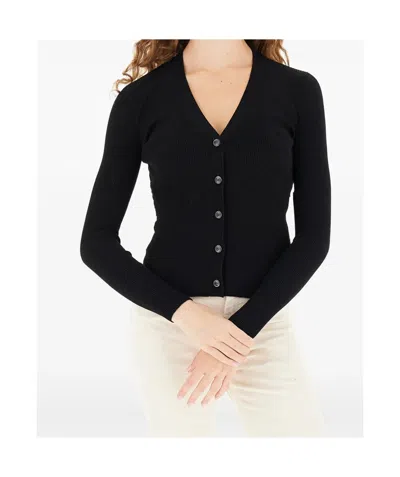 Weekend Max Mara Versatile Cardigan Mother-of-pearl Buttons In Black
