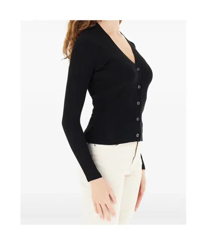 Weekend Max Mara Versatile Cardigan Mother-of-pearl Buttons In Black