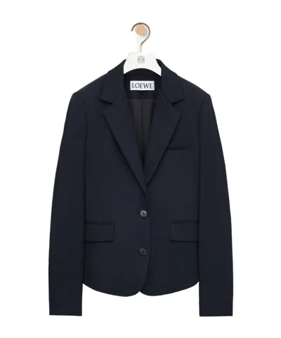 Loewe Womens Navy Blue Tailored Wool-blend Jacket In Blue