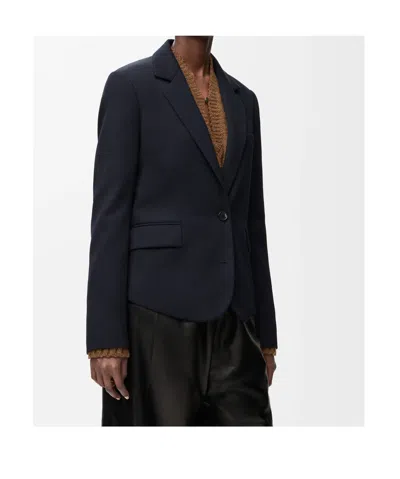 Loewe Womens Navy Blue Tailored Wool-blend Jacket In Blue