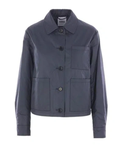 Aspesi Patch-pocket Button-up Jacket In Blue