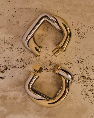 Jacquemus Metallic Earrings With Twisted Hoop Design In Brass Woman In Gold