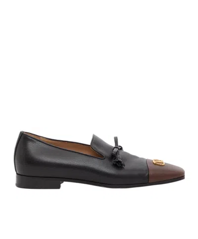 Valentino Babouchoes V-logo Tassel Loafers In Green