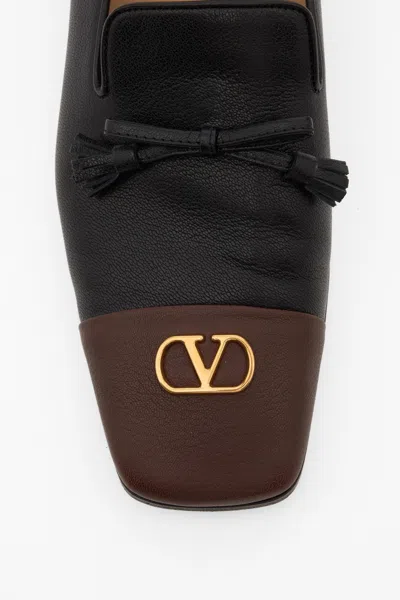 Valentino Babouchoes V-logo Tassel Loafers In Green