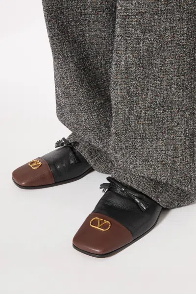 Valentino Babouchoes V-logo Tassel Loafers In Green