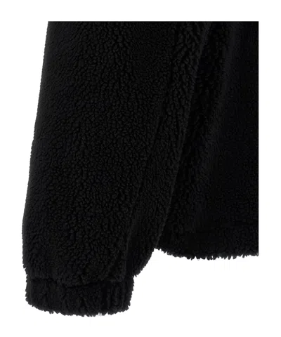 Balenciaga Oversized Fleece Texture High Neck Jacket In Black