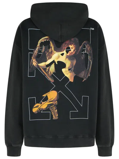 Off-white Washed Black Cupid Arrow Skate Logo Hoodie