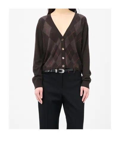 Our Legacy Argyle Pattern Long Sleeve Knitwear Top In Black