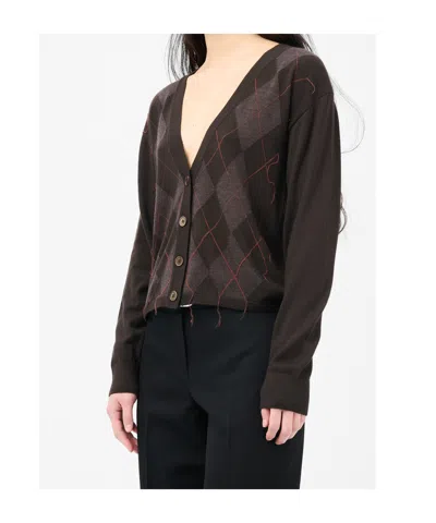 Our Legacy Argyle Pattern Long Sleeve Knitwear Top In Black