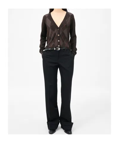 Our Legacy Argyle Pattern Long Sleeve Knitwear Top In Black