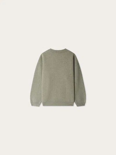 Bonpoint Tonino Sweatshirt In Grey-green With Embroidered Logo In Green